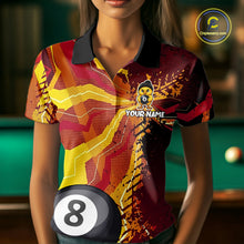 Load image into Gallery viewer, Yellow And Red Splatter 8 Ball Pool Billiard Shirts For Women Custom Funny Duck Billiard Team Apparel NYN3300