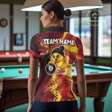 Load image into Gallery viewer, Yellow And Red Splatter 8 Ball Pool Billiard Shirts For Women Custom Funny Duck Billiard Team Apparel NYN3300