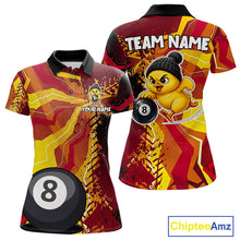 Load image into Gallery viewer, Yellow red splatter duck 8 ball billiard polo shirt for women funny design
