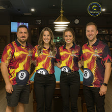 Load image into Gallery viewer, Yellow And Red Splatter 8 Ball Pool Billiard Shirts For Women Custom Funny Duck Billiard Team Apparel NYN3300