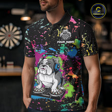 Load image into Gallery viewer, Colorful Paint Funny Dj Music Bulldog Custom Men Darts Polo Shirts Dart League Jerseys NYN2257