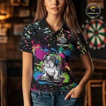 Load image into Gallery viewer, Multi-Color Splatter Funny Bulldog Custom Women Darts Polo League Shirts Dart Team Jerseys NYN2255