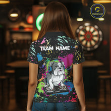 Load image into Gallery viewer, Multi-Color Splatter Funny Bulldog Custom Women Darts Polo League Shirts Dart Team Jerseys NYN2255
