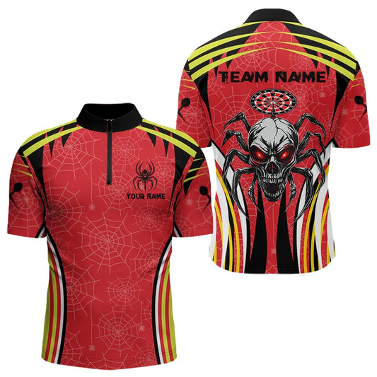 Personalized Black And Red Spider Dart Shirts For Men, Custom Dart Team Jerseys NYN0017