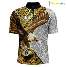 Load image into Gallery viewer, White And Gold Tribal Pattern Billiard Jersey For Men Custom Eagle 8 Ball Billiard Team Shirts NYN2926