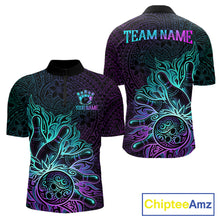 Load image into Gallery viewer, Blue &amp; Purple Tribal Pattern Bowling Ball Jersey For Men Custom Tribal Team Shirts Bowling League NYN2928