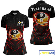Load image into Gallery viewer, Black and red lightning yin yang billiard 1/4-zip shirt for women custom pool jersey