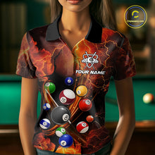 Load image into Gallery viewer, Dragon 8 Ball Cracked Thunder Lightning Billiard Shirts For Women Custom Billiard Team Jersey | Orange NYN3312