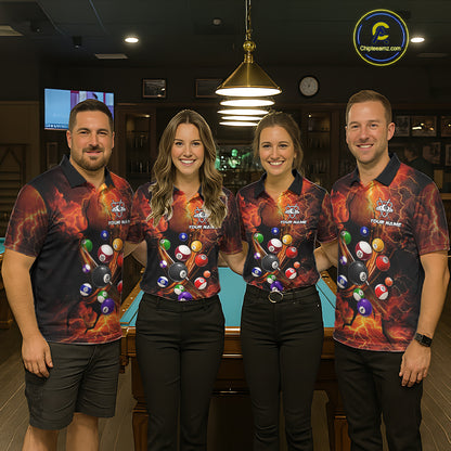 Dragon 8 Ball Cracked Thunder Lightning Billiard Shirts For Men Custom Billiard Team Jersey | Orange NYN3312
