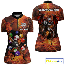 Load image into Gallery viewer, Dragon 8 ball cracked lightning billiard 1/4-zip shirt for women custom team jersey