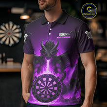 Load image into Gallery viewer, Fire Flame Dragon Purple Darts Custom Men Darts Jersey Flaming Darts League Shirt NYN2041
