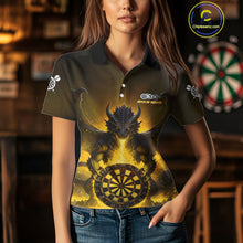 Load image into Gallery viewer, Fire Flame Dragon Yellow Darts Custom Women Darts Jersey Flaming Darts League Shirt NYN2042