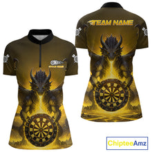 Load image into Gallery viewer, Fire Flame Dragon Yellow Darts Custom Women 1/4-Zip Darts Jersey Flaming Darts League Shirt NYN2042