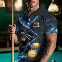 Load image into Gallery viewer, Thunder Blue Funny Shark Play Pool 8 Ball Men's Billiard Shirt Custom Billiard Team League Attire NYN2558