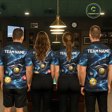 Load image into Gallery viewer, Thunder Blue Funny Shark Play Pool 8 Ball Men's Billiard Shirt Custom Billiard Team League Attire NYN2558