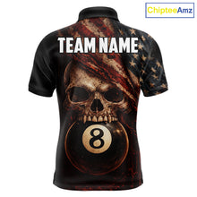 Load image into Gallery viewer, Grunge Vintage US Flag Skull Pool 8 Ball Men Billiard Shirt Custom Retro Billiard Team Attire NYN2563