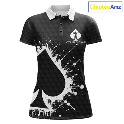 Poker splatter golf polo shirt for women custom name golf team apparel