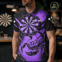 Load image into Gallery viewer, Black And Purple Grunge Scorpion Custom Funny Darts Polo Shirts Men Dart Team Jerseys NYN2274