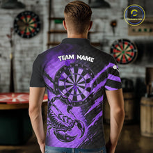 Load image into Gallery viewer, Black And Purple Grunge Scorpion Custom Funny Darts Polo Shirts Men Dart Team Jerseys NYN2274