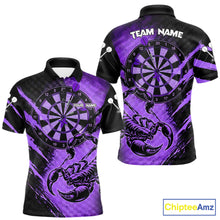 Load image into Gallery viewer, Black And Purple Grunge Scorpion Custom Funny Darts Polo Shirts Men Dart Team Jerseys NYN2274