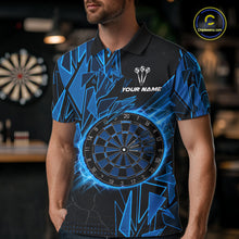 Load image into Gallery viewer, Blue Broken Glass Dartboard Lightning Dart Shirt Custom Dart Jersey For Men, Gifts For Dart Players NYN3335