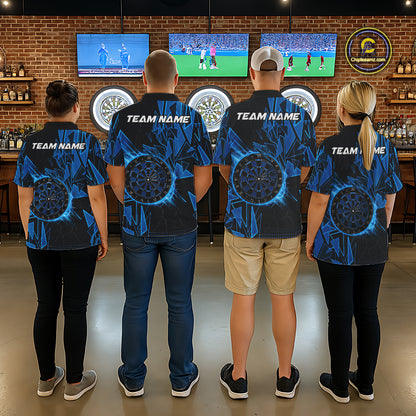 Blue Broken Glass Dartboard Lightning Dart Shirt Custom Dart Jersey For Men, Gifts For Dart Players NYN3335