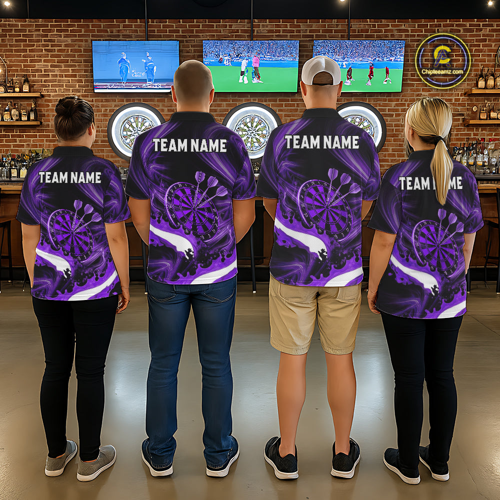 White And Purple Smoking Women Dart Polo & 1/4-Zip Shirt Custom Splatter Dart Team Clothing NYN3341