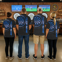 Load image into Gallery viewer, Black &amp; Blue Gradient Dartboard Mens Dart Polo Quarter Zip Shirts Custom Team Name Dart Jerseys NYN3631