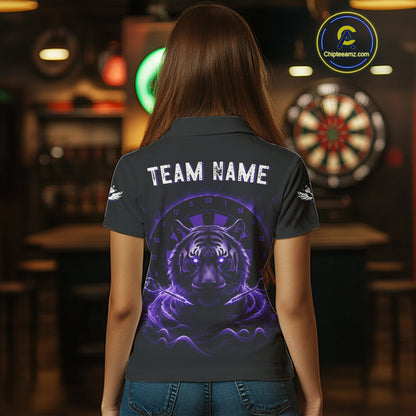 Black And Purple Smokes Tiger Dartboard Custom Mens Polo Dart Shirt Funny Dart Jerseys NYN1781