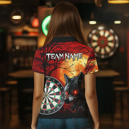 Custom Wolf With Red Eyes Dartboard Dart Shirts For Women Outfits Dart Tournament Gifts NYN0039
