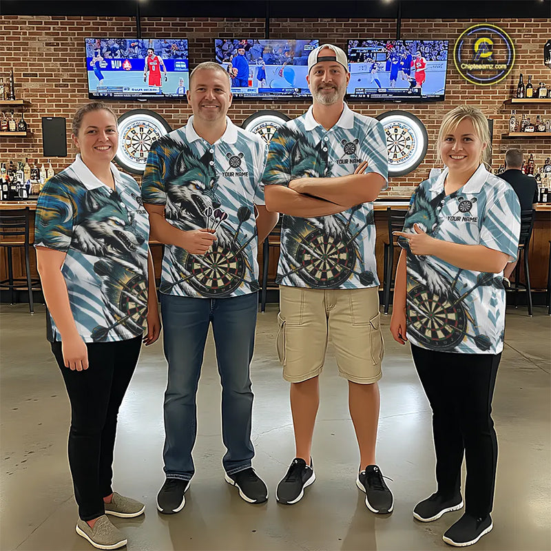 Personalized Cracked Darts Polo & Quarter Zip Shirt Custom Funny Wolf Claws Darts Attire For Men NYN2950