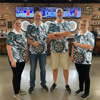 Personalized Cracked Darts Polo & Quarter Zip Shirt Custom Funny Wolf Claws Darts Attire For Men NYN2950