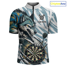 Load image into Gallery viewer, Personalized Cracked Darts Polo &amp; Quarter Zip Shirt Custom Funny Wolf Claws Darts Attire For Men NYN2950
