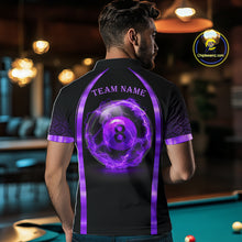 Load image into Gallery viewer, Black&amp;Purple Thunder Lightning 8 Ball Pool Billiard Jerseys For Men Custom Billiard Team Shirt NYN3158