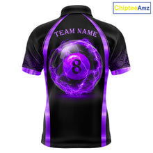 Load image into Gallery viewer, Black&amp;Purple Thunder Lightning 8 Ball Pool Billiard Jerseys For Men Custom Billiard Team Shirt NYN3158