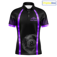 Load image into Gallery viewer, Black&amp;Purple Thunder Lightning 8 Ball Pool Billiard Jerseys For Men Custom Billiard Team Shirt NYN3158