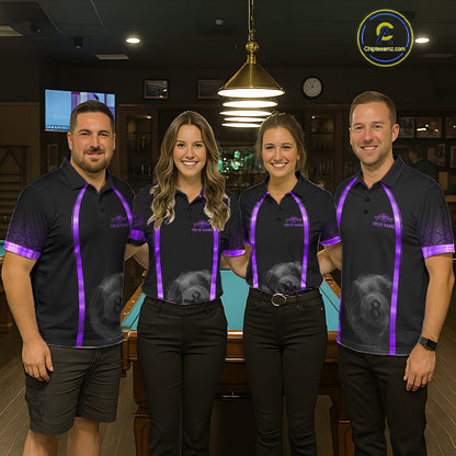 Black&Purple Thunder Lightning 8 Ball Pool Billiard Jerseys For Women Custom Billiard Team Shirt NYN3158