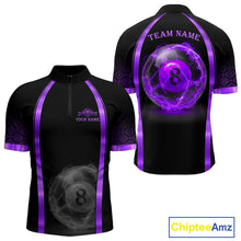 Load image into Gallery viewer, Black&amp;Purple Thunder Lightning 8 Ball Pool Billiard Jerseys For Men Custom Billiard Team Shirt NYN3158