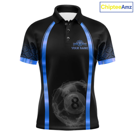 Black&Blue Thunder Lightning 8 Ball Pool Billiard Jerseys For Men Custom Billiard Team Shirt NYN3159