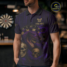 Load image into Gallery viewer, Purple Dripping Cobra Dartboard Custom Men's Polo Darts Shirt Grunge Skull Darts Jersey NYN1797