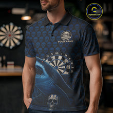 Load image into Gallery viewer, Blue Dripping Cobra Dartboard Custom Men's Polo Darts Shirt Grunge Skull Darts Jersey NYN1799