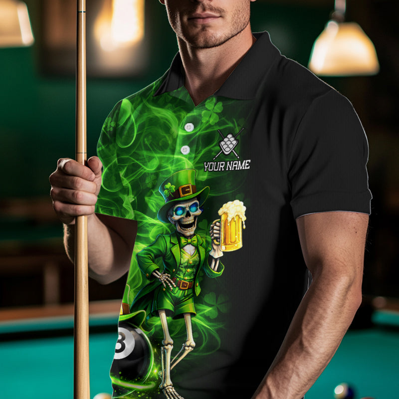Fire Flame Shamrock Skeleton St Patrick's Day Men Billiard Shirts Custom Pool 8 Balls Billiard Attire NYN2741