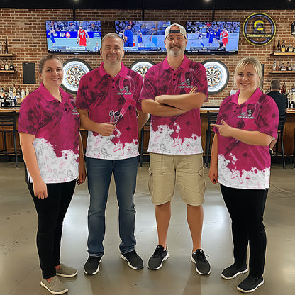 White & Pink Grunge Ribbons Pattern Breast Cancer Dart Shirt For Women Custom Dart Team Jerseys NYN3347
