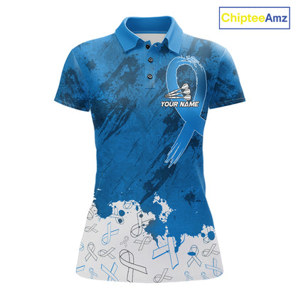 White and blue grunge ribbon dart shirt for women prostate cancer team apparel
