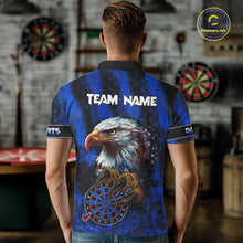 Load image into Gallery viewer, American Flag Eagle Men Darts Polo &amp; 1/4-Zip Shirt Custom Patriotic Outfit Dart Team Jersey | Blue NYN3349