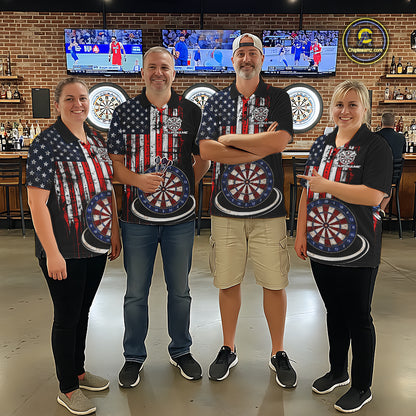 Custom Funny Rich Eagle Grunge US Flag Darts Polo Shirts For Women Patriotic Darts Team Jerseys NYN2757