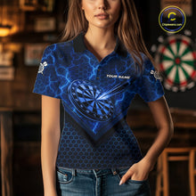 Load image into Gallery viewer, Blue Hexagon Pattern Thunder Lightning Women Darts Shirt Personalized Dart Team Jerseys For Darters NYN3164