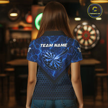 Load image into Gallery viewer, Blue Hexagon Pattern Thunder Lightning Women Darts Shirt Personalized Dart Team Jerseys For Darters NYN3164