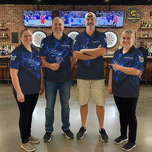 Load image into Gallery viewer, Blue Hexagon Pattern Thunder Lightning Women Darts Shirt Personalized Dart Team Jerseys For Darters NYN3164