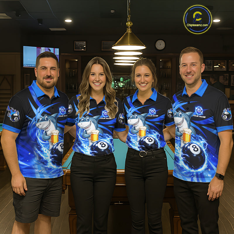Thunder Lighting Blue 8 Ball Billiard Pool Shirt For Women Custom Funny Shark Billiard Team Appeal NYN2766